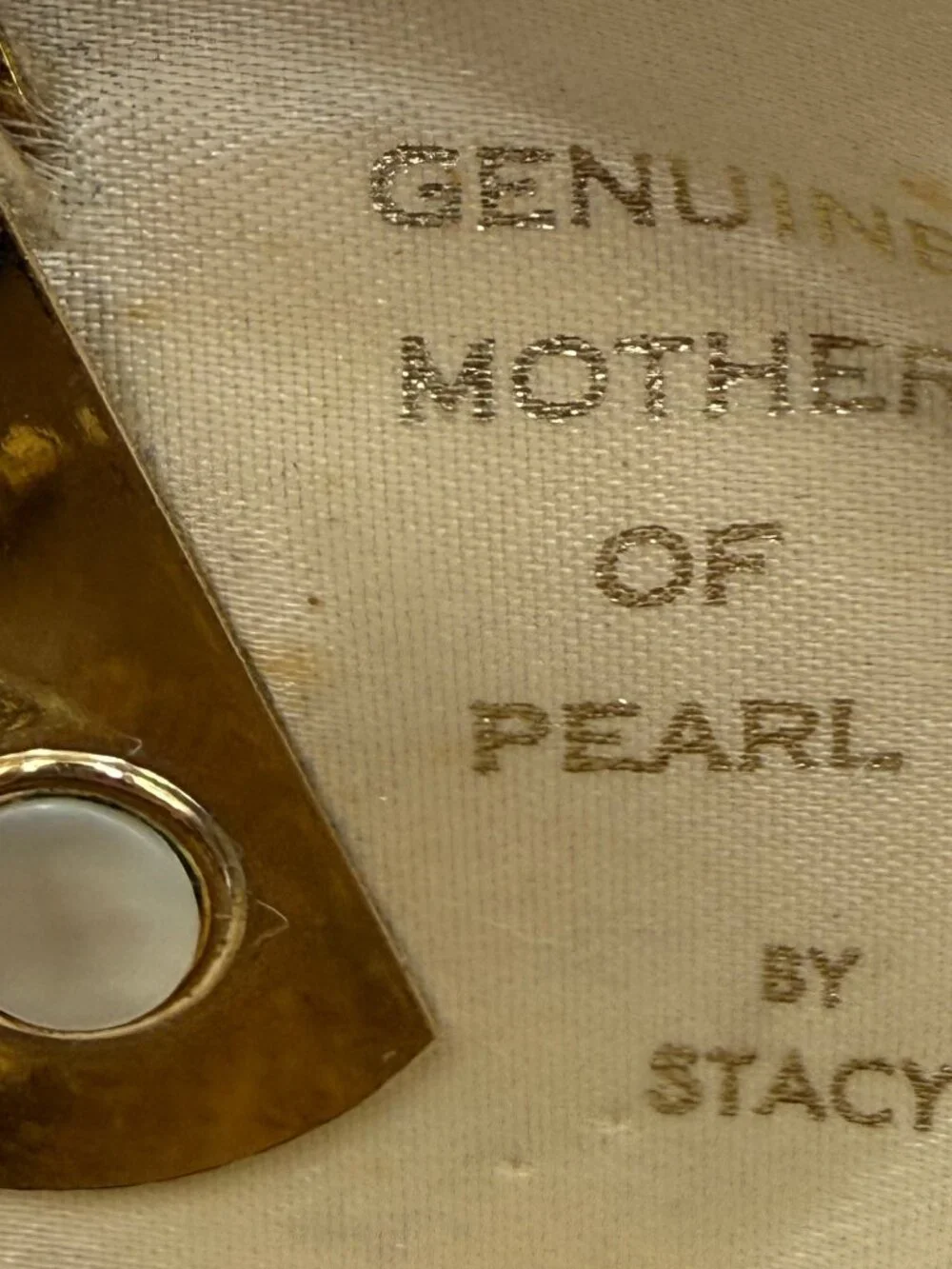 NIB Vintage Genuine Mother of Pearl by Stacy Cuff Link + Clips Set